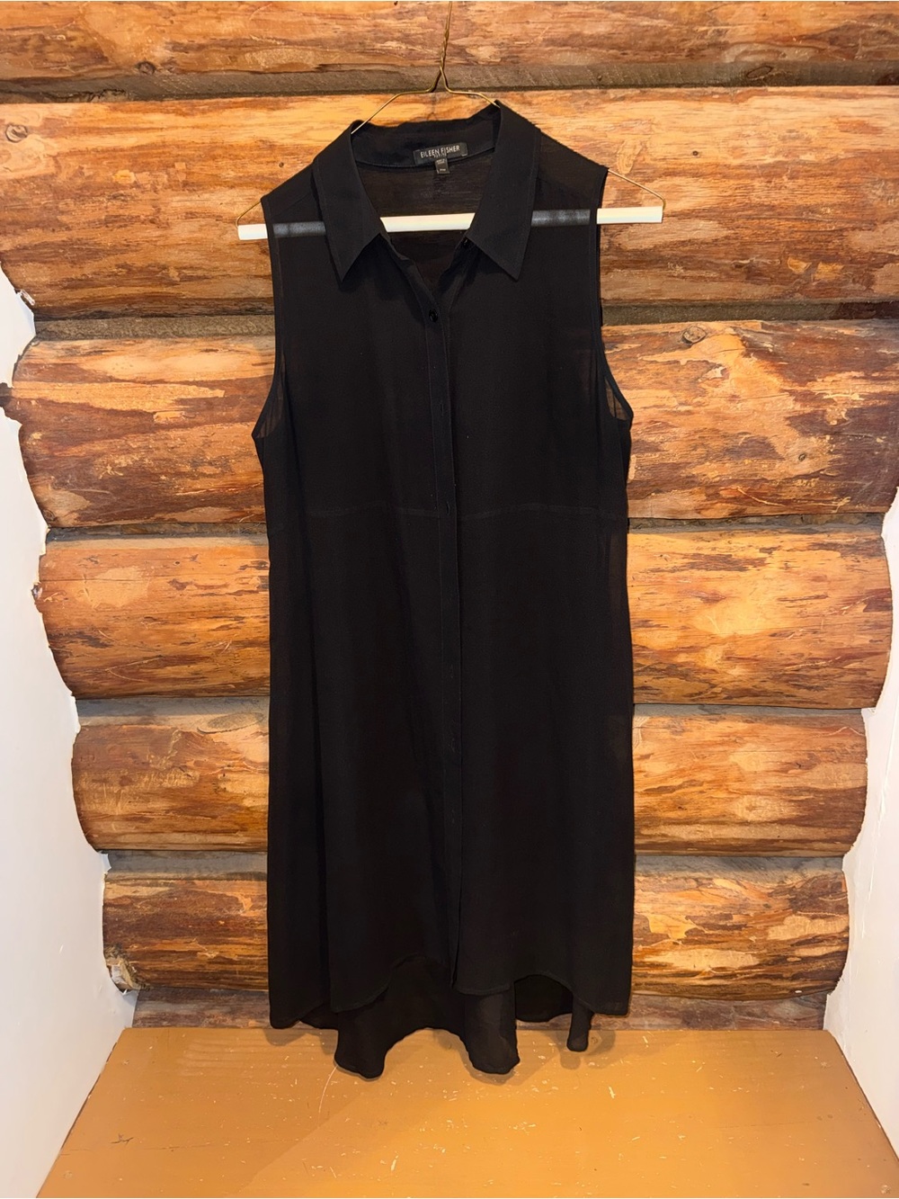 🖤Gorgeous Silk PM Eileen Fisher Collard Button Down Dress